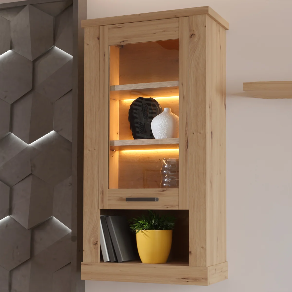 Corona Wall Display cabinet in Artisan Oak - Artisan Oak – image 7