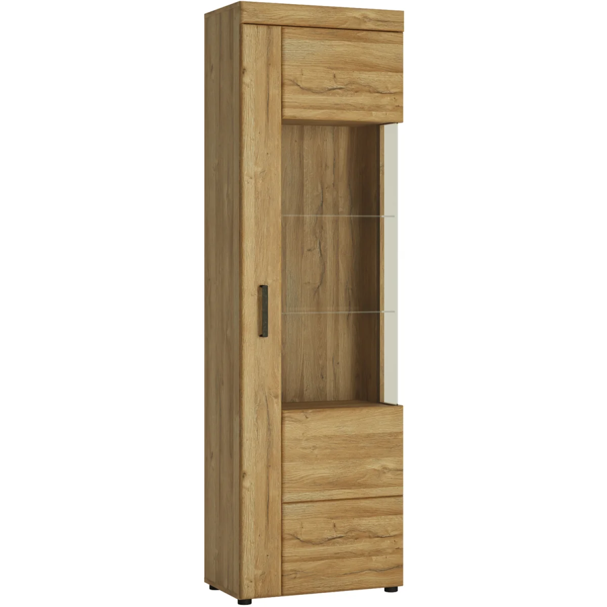 Cortina Tall Glazed Display Cabinet (RH) in Grandson Oak - Grandson Oak – image 2