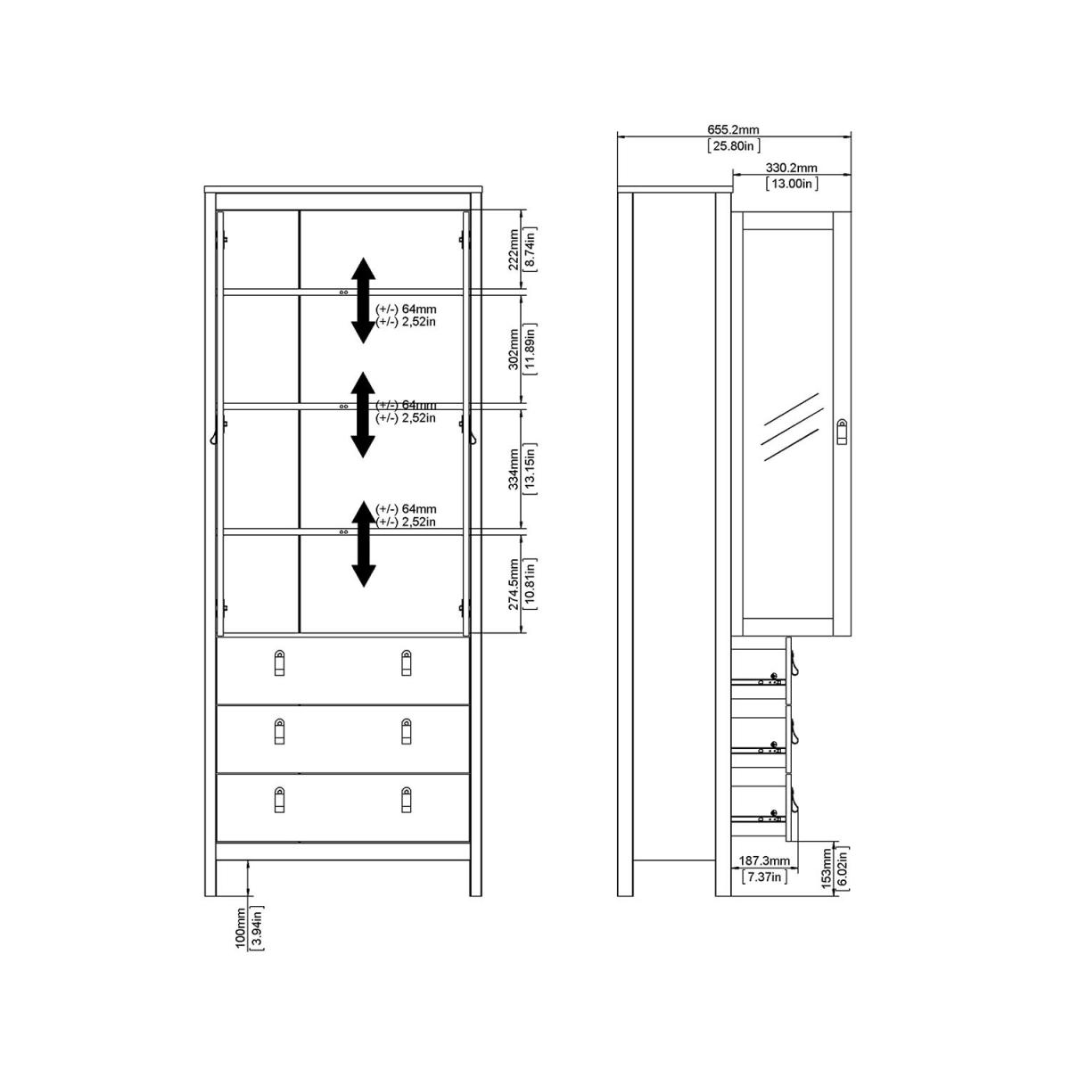 Barcelona 2-Door 3-Drawer China Cabinet - White – image 13