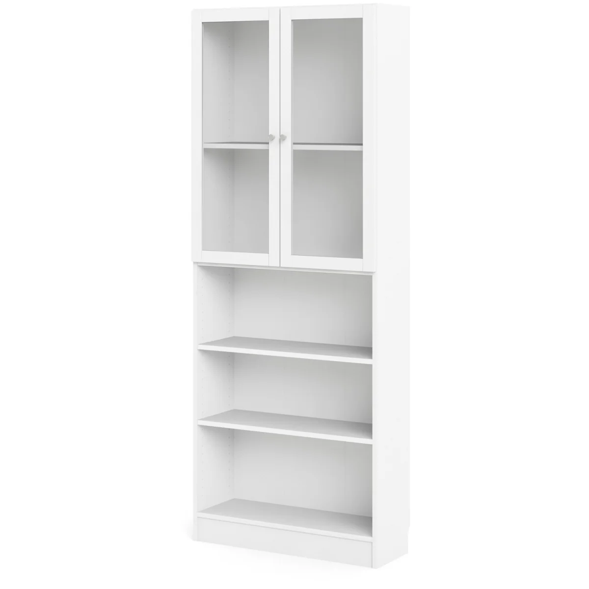 Basic Tall Wide Display Cabinet (4 Shelves) with 2 Glass Doors - White – image 3