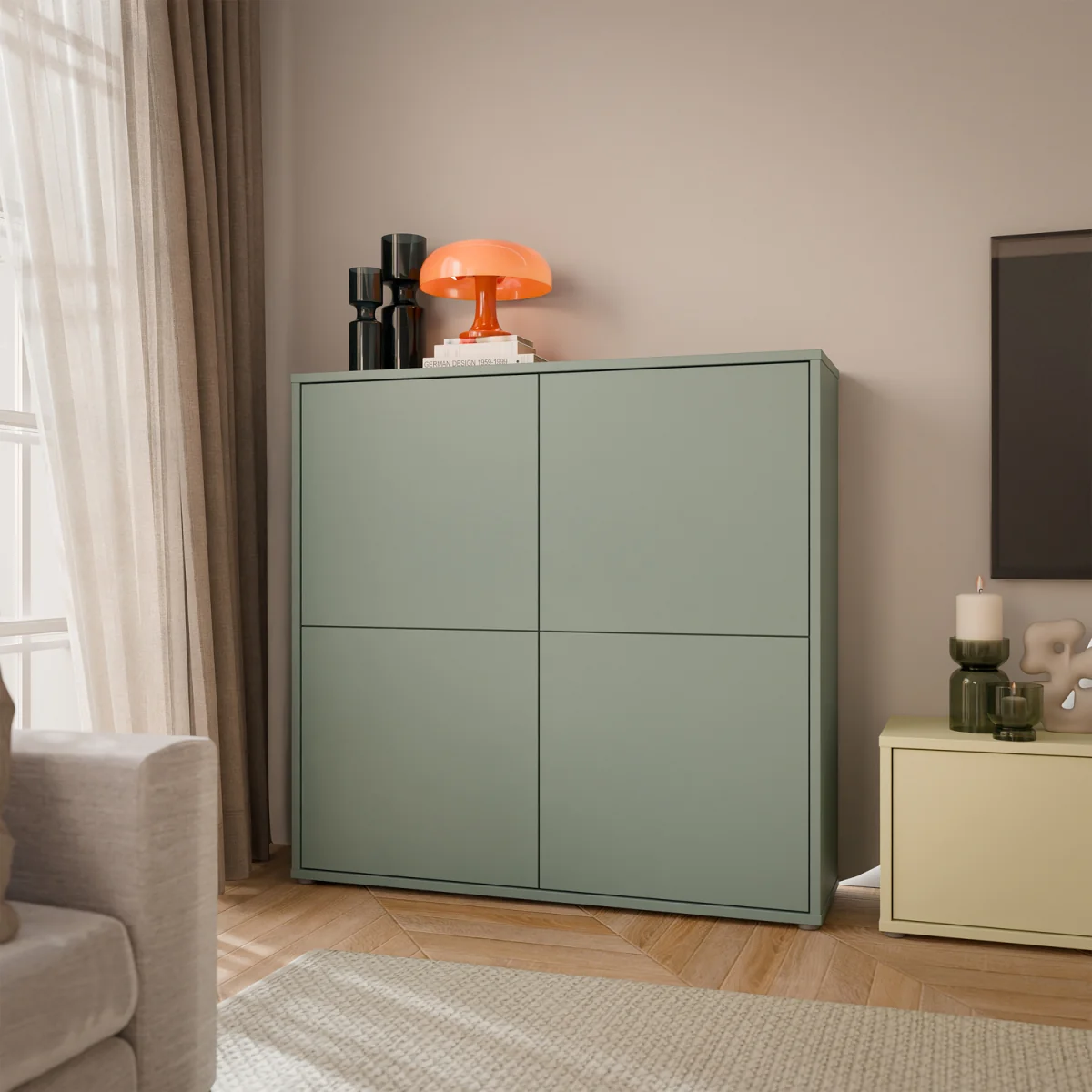 Alice Springs 4 Door Storage Cabinet with Push-Open Doors in Sand - Light Grey – image 13