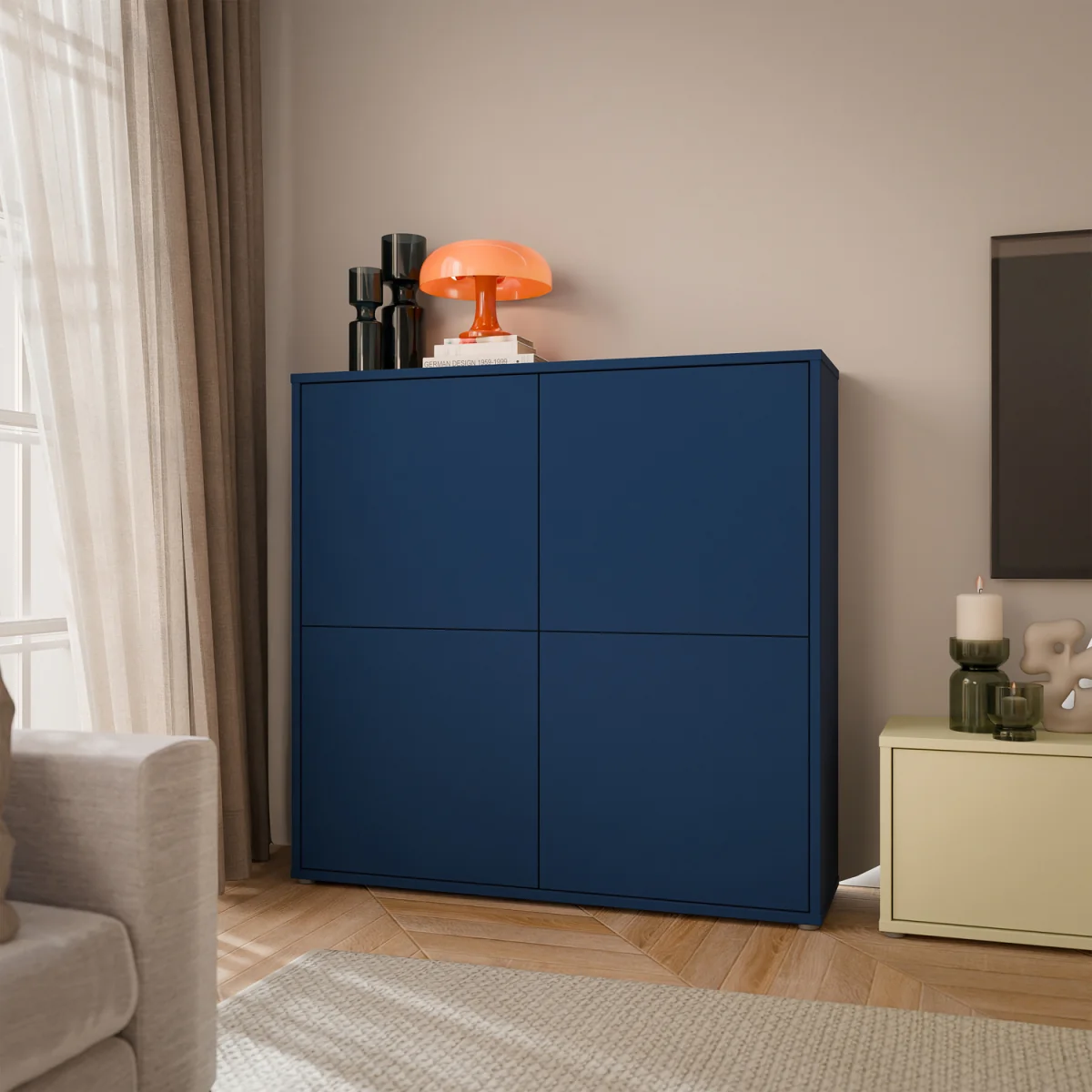 Alice Springs 4 Door Storage Cabinet with Push-Open Doors in Sand - Light Grey – image 24