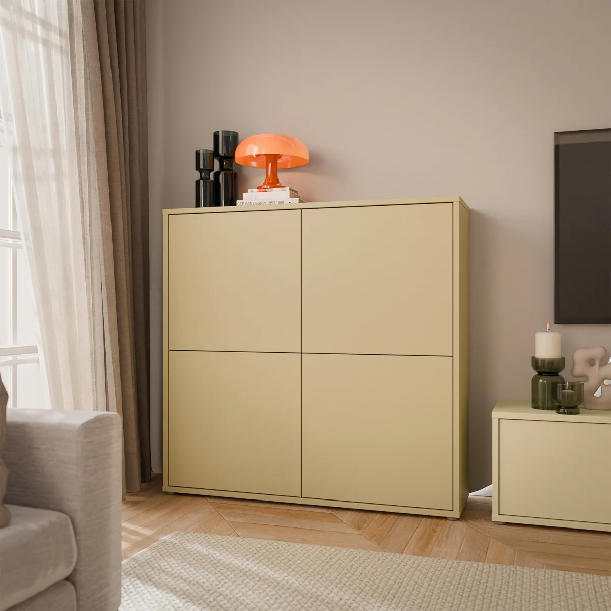 Alice Springs 4 Door Storage Cabinet with Push-Open Doors in Sand - Light Grey – image 38