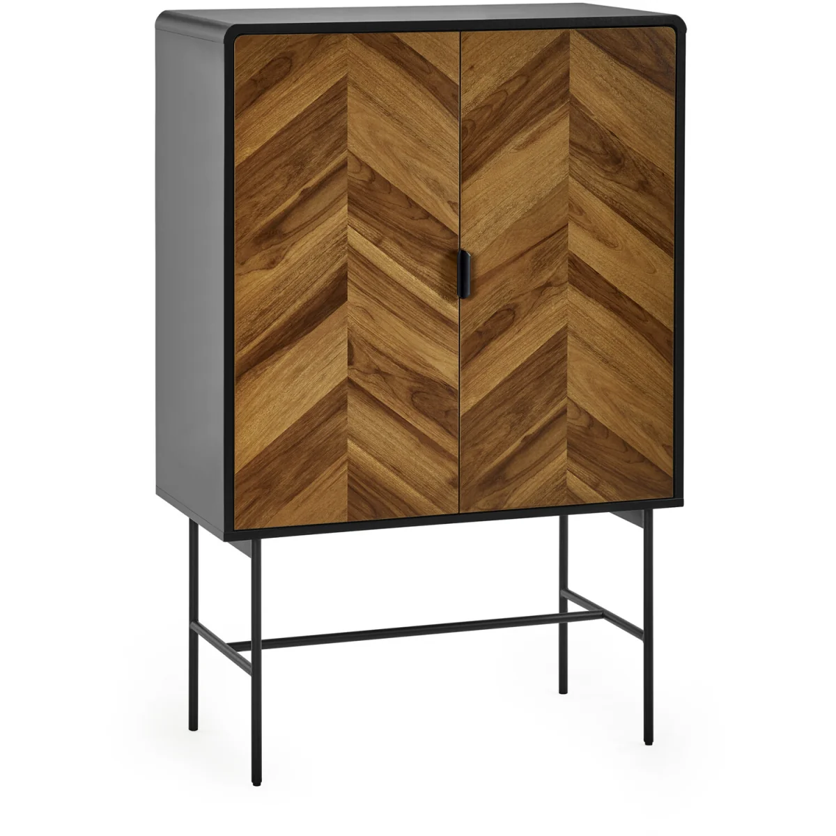 Alvin 2 Door Storage Cabinet - Black and Natural Brown Wood – image 2