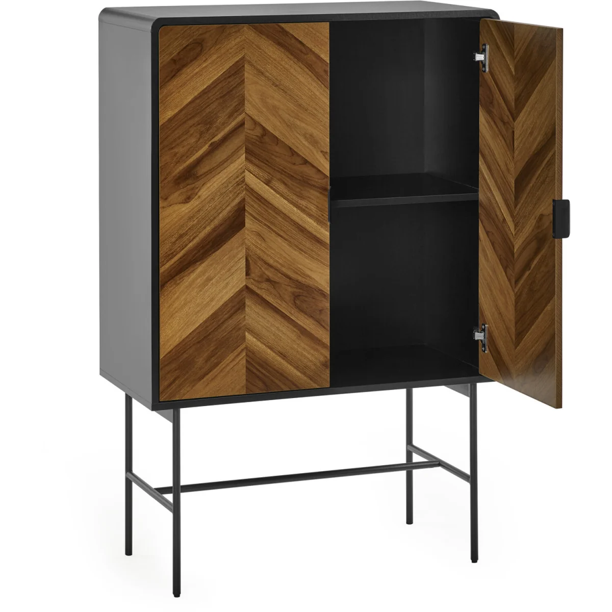 Alvin 2 Door Storage Cabinet - Black and Natural Brown Wood – image 12