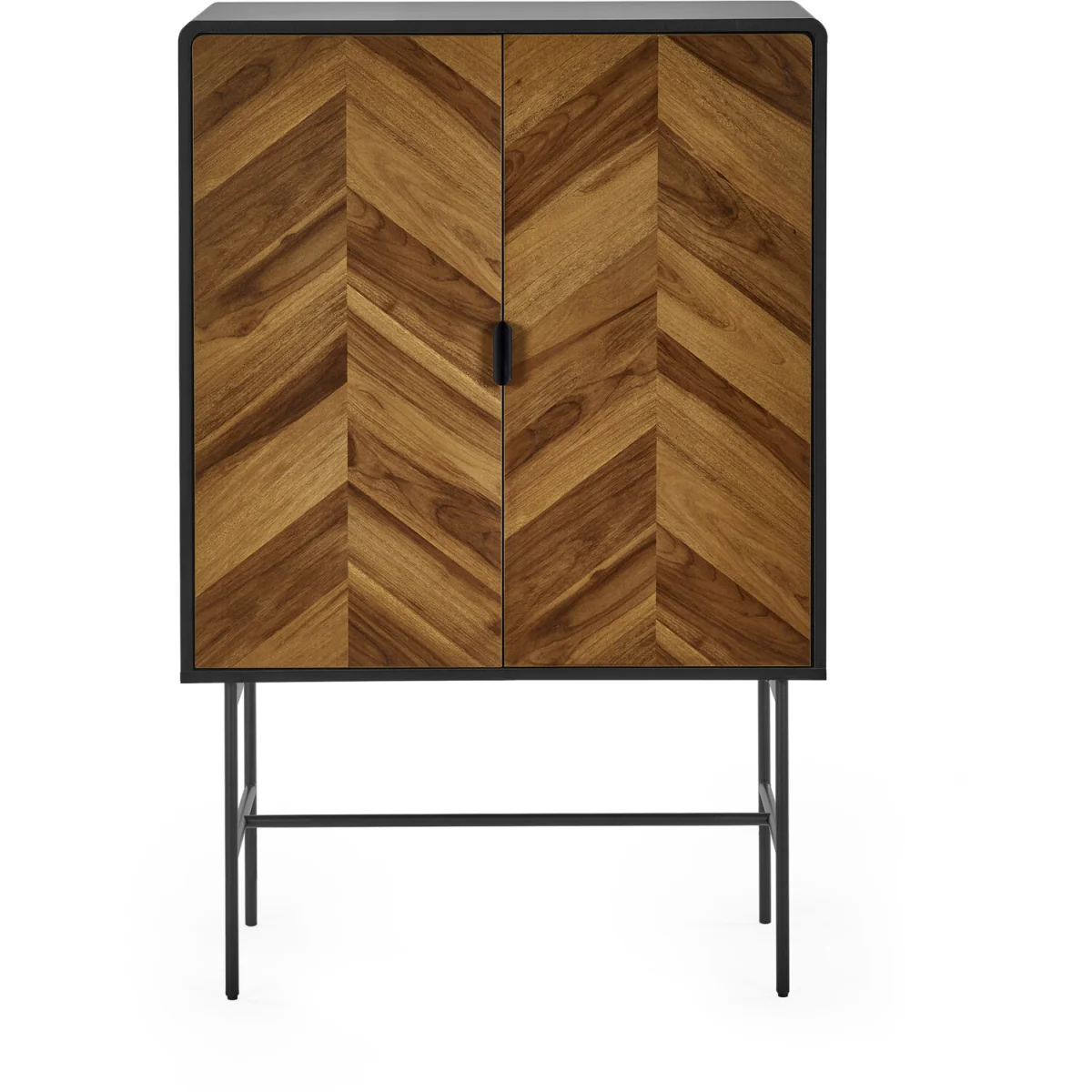 Alvin 2 Door Storage Cabinet - Black and Natural Brown Wood – image 3