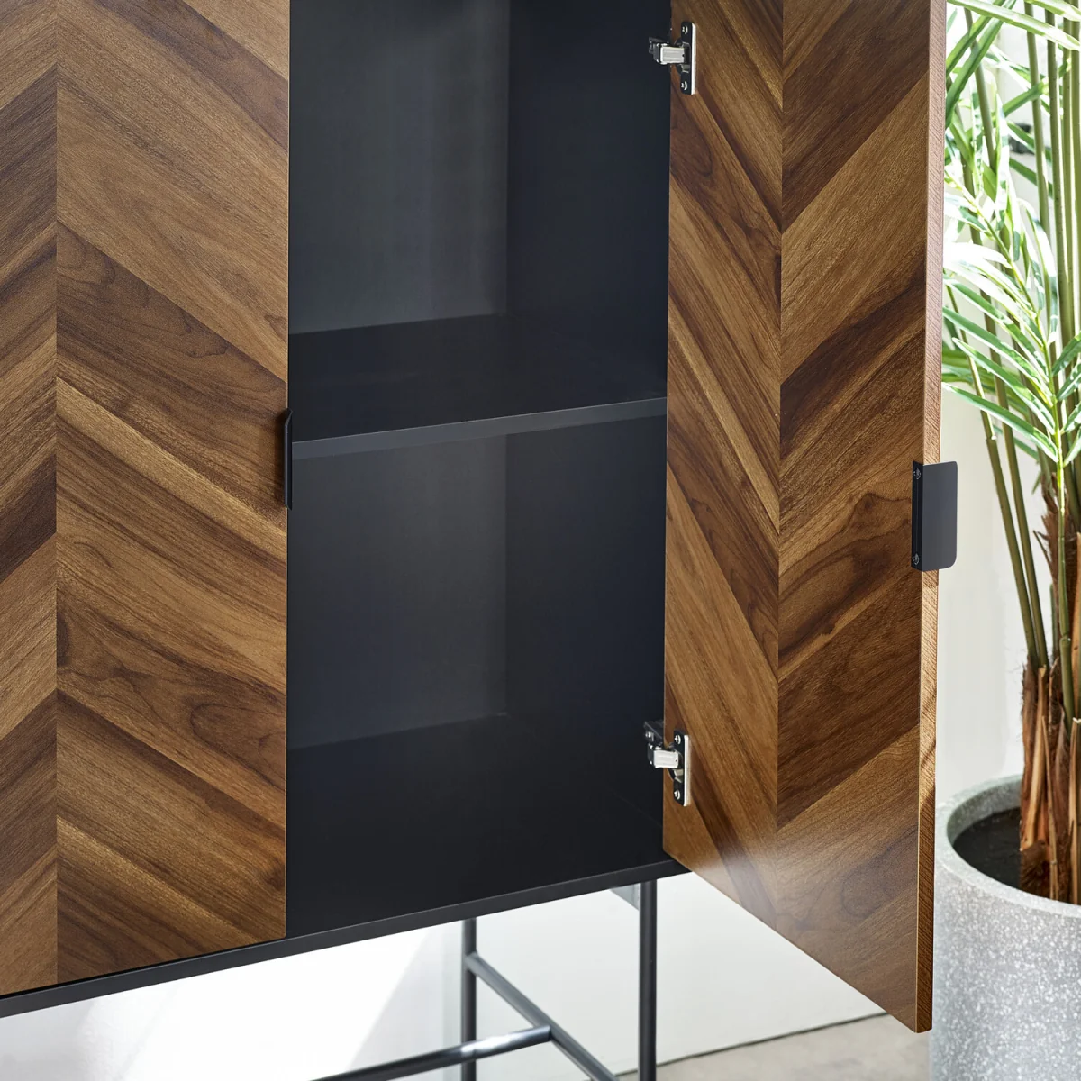 Alvin 2 Door Storage Cabinet - Black and Natural Brown Wood – image 5