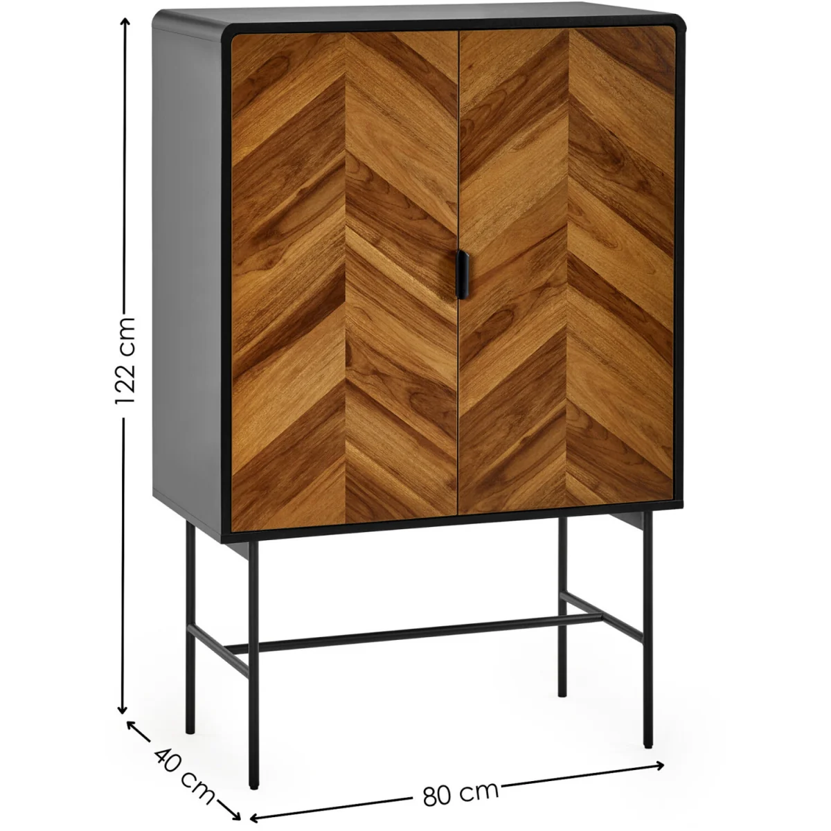 Alvin 2 Door Storage Cabinet - Black and Natural Brown Wood – image 7