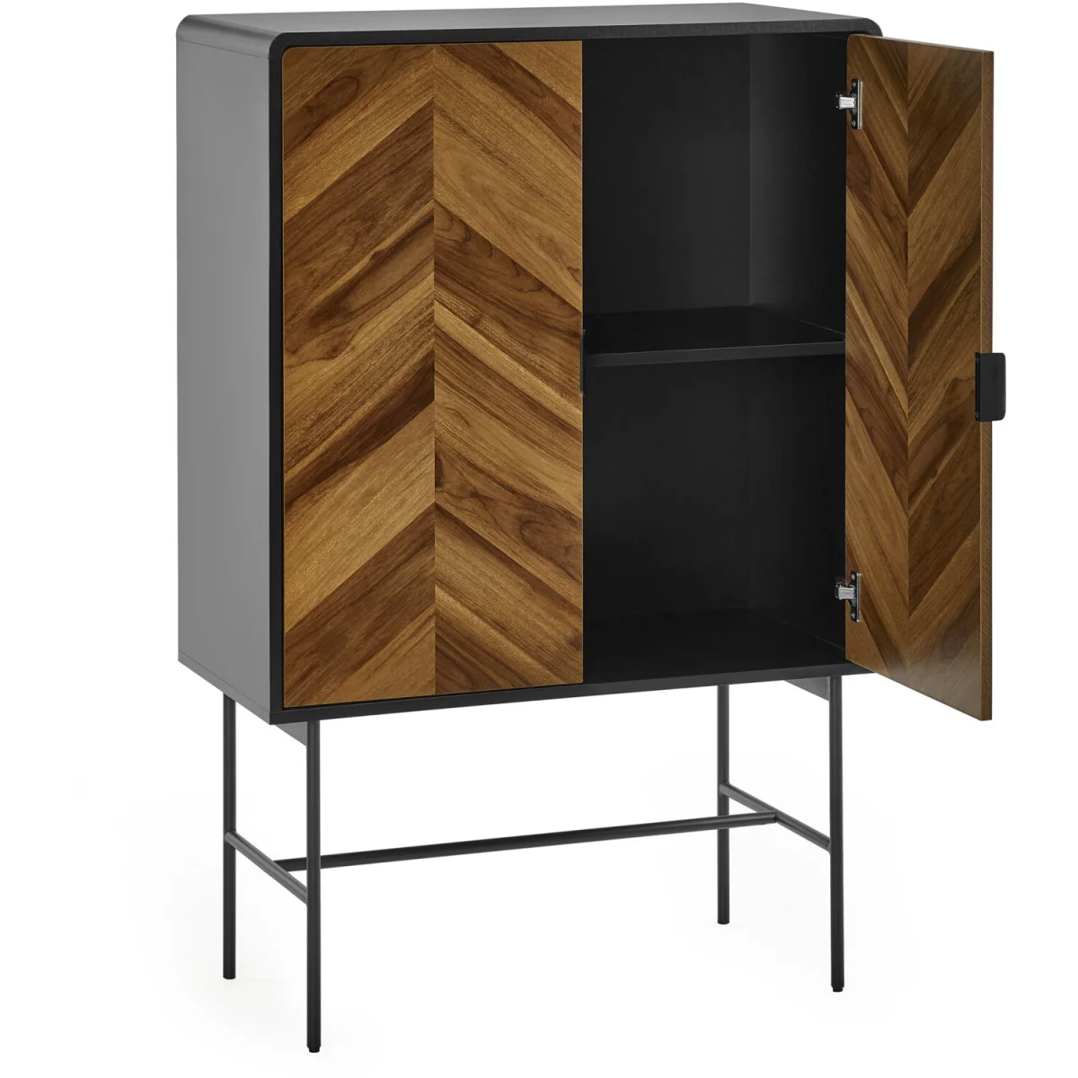 Alvin 2 Door Storage Cabinet - Black and Natural Brown Wood – image 10