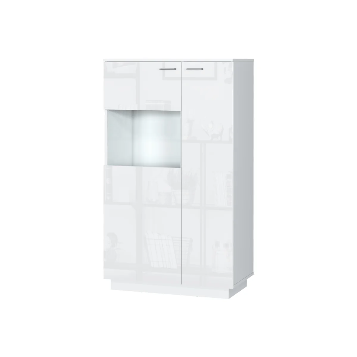 Impact Furniture Sol Glass Display Cabinet Unit White Gloss - White – image 1