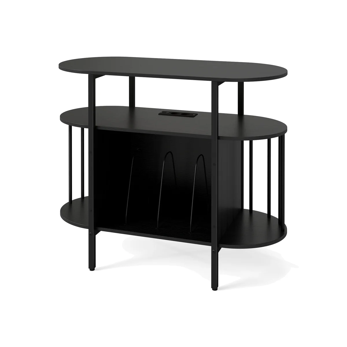 Large Turntable Record Player Stand with LED Lights-Brown - Black – image 1