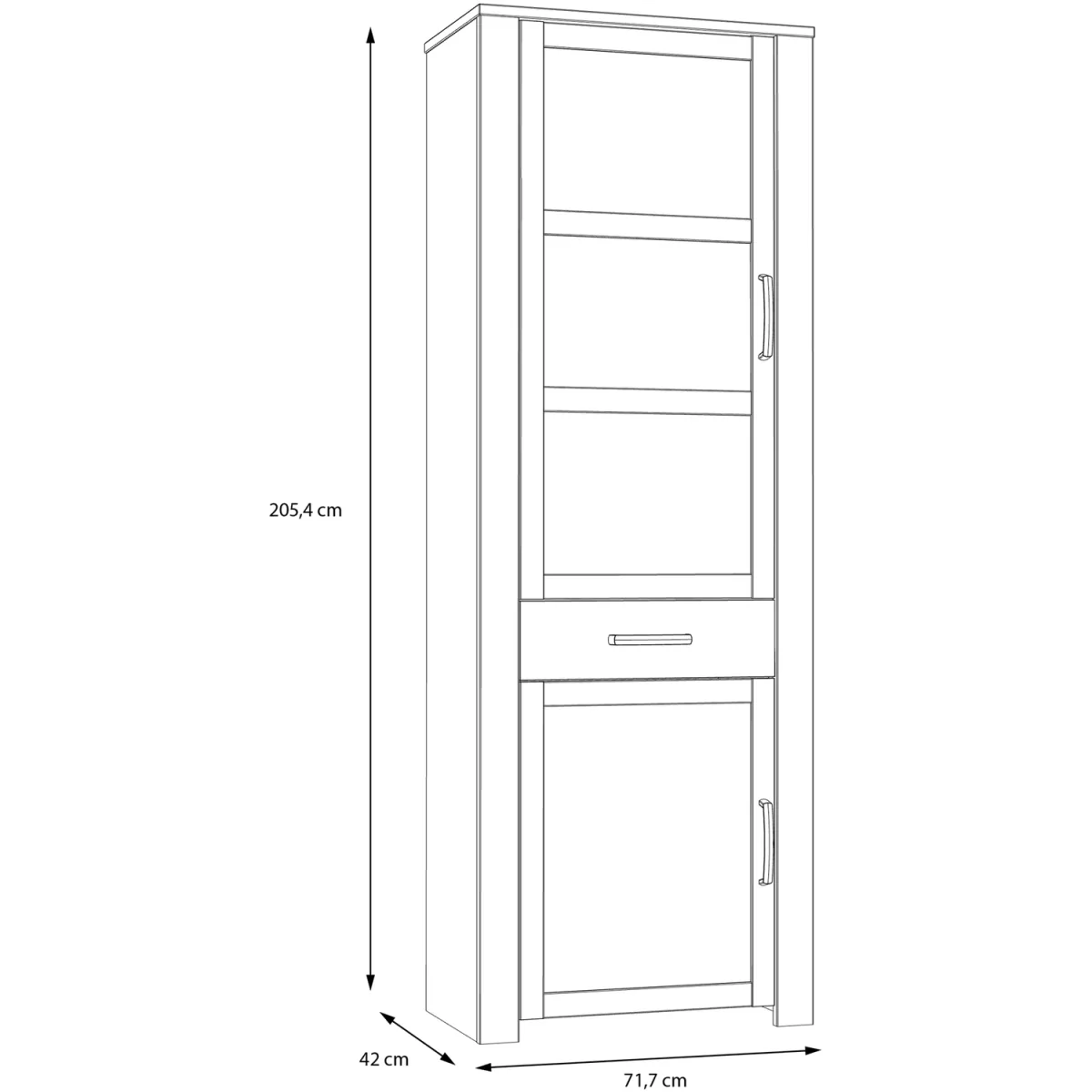 Bohol Narrow Display Cabinet inc. 2x LED Lights - Riviera Oak & Grey Oak – image 4
