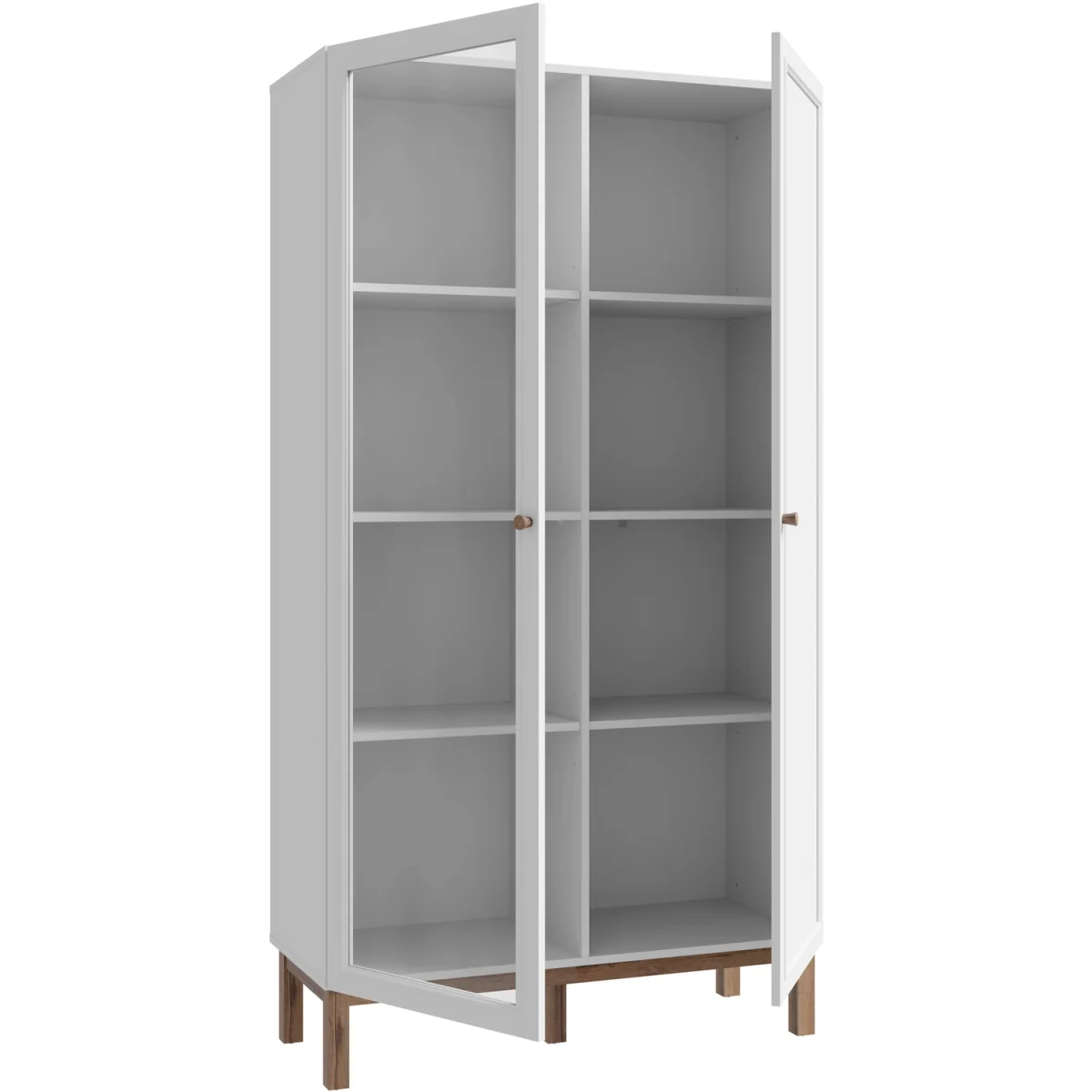 Wensley Display Cabinet with 1 Door and  1 Glass Door in Light Grey and Oak - Light Grey & Oak – image 2