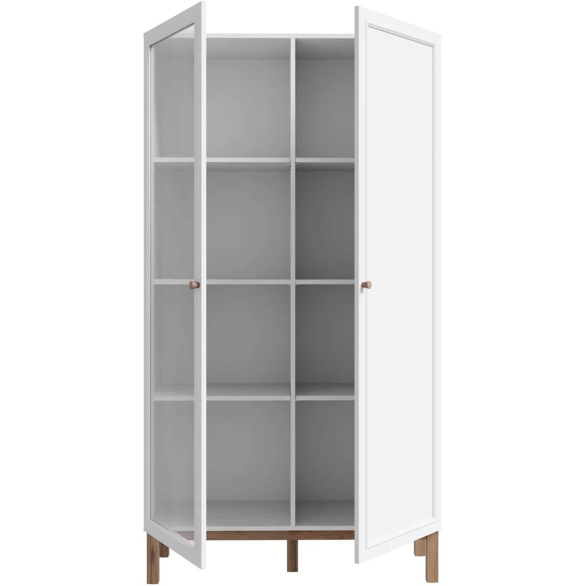 Wensley Display Cabinet with 1 Door and  1 Glass Door in Light Grey and Oak - Light Grey & Oak – image 3