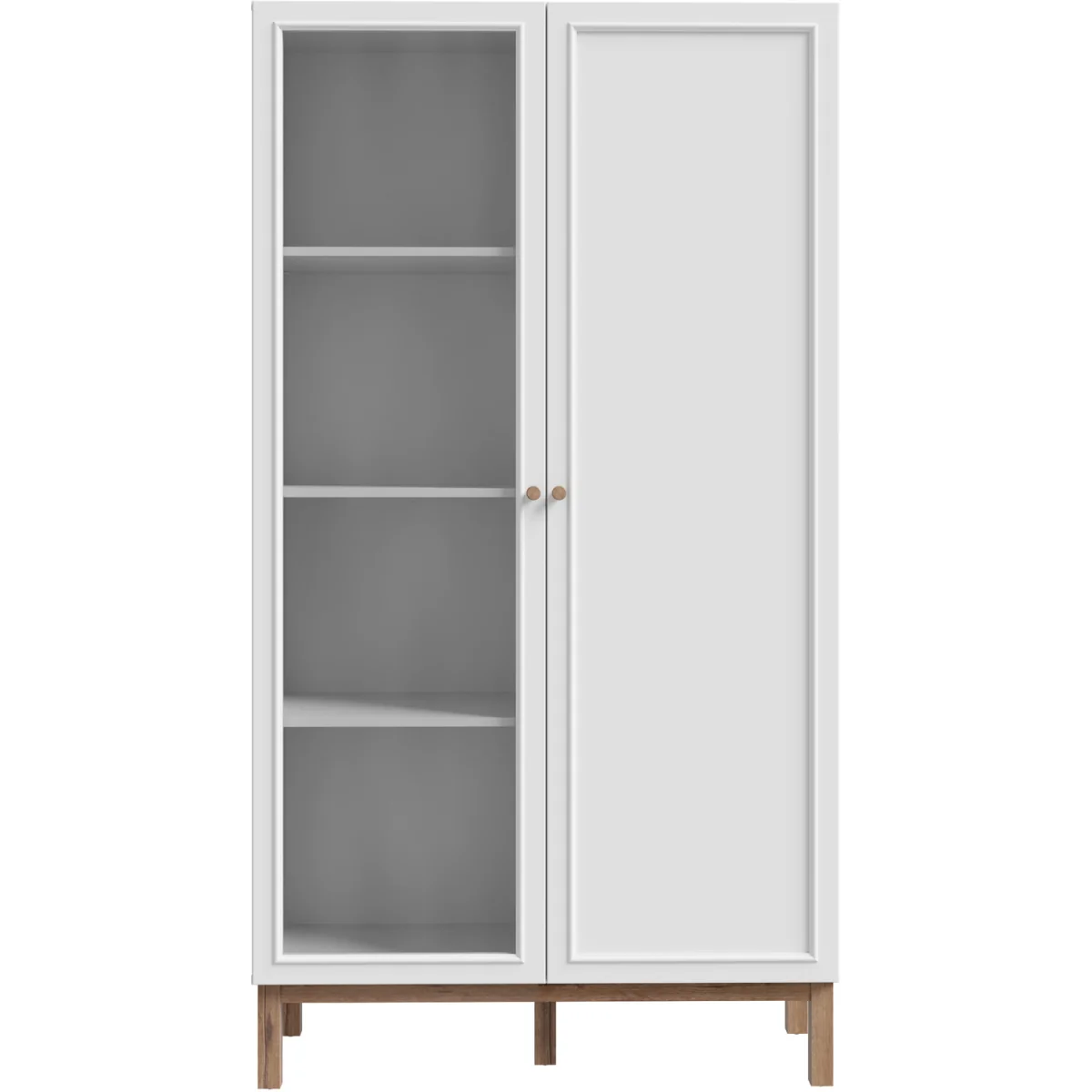 Wensley Display Cabinet with 1 Door and  1 Glass Door in Light Grey and Oak - Light Grey & Oak – image 5