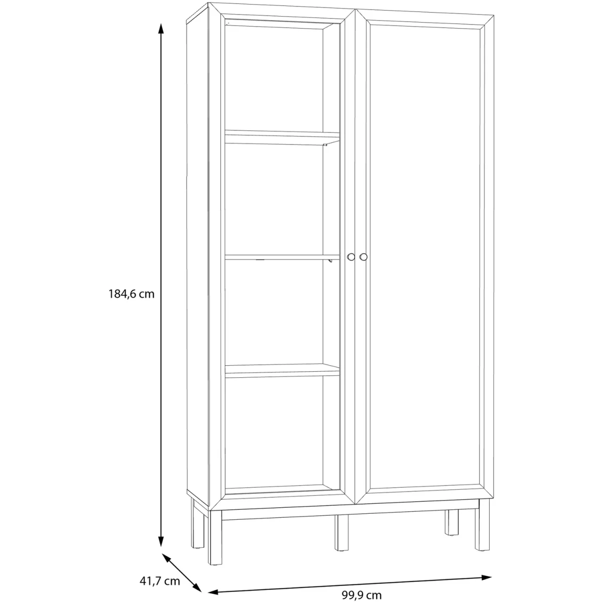 Wensley Display Cabinet with 1 Door and  1 Glass Door in Light Grey and Oak - Light Grey & Oak – image 6