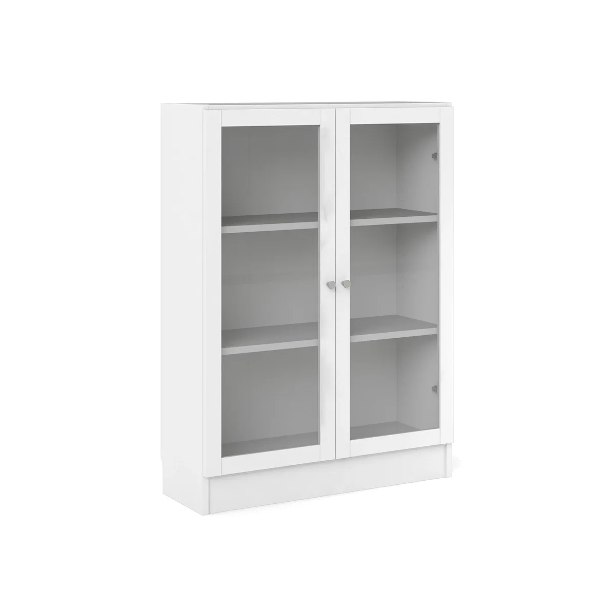 Basic Low Wide Display Cabinet (2 Shelves) with 2 Glass Doors - White – image 1