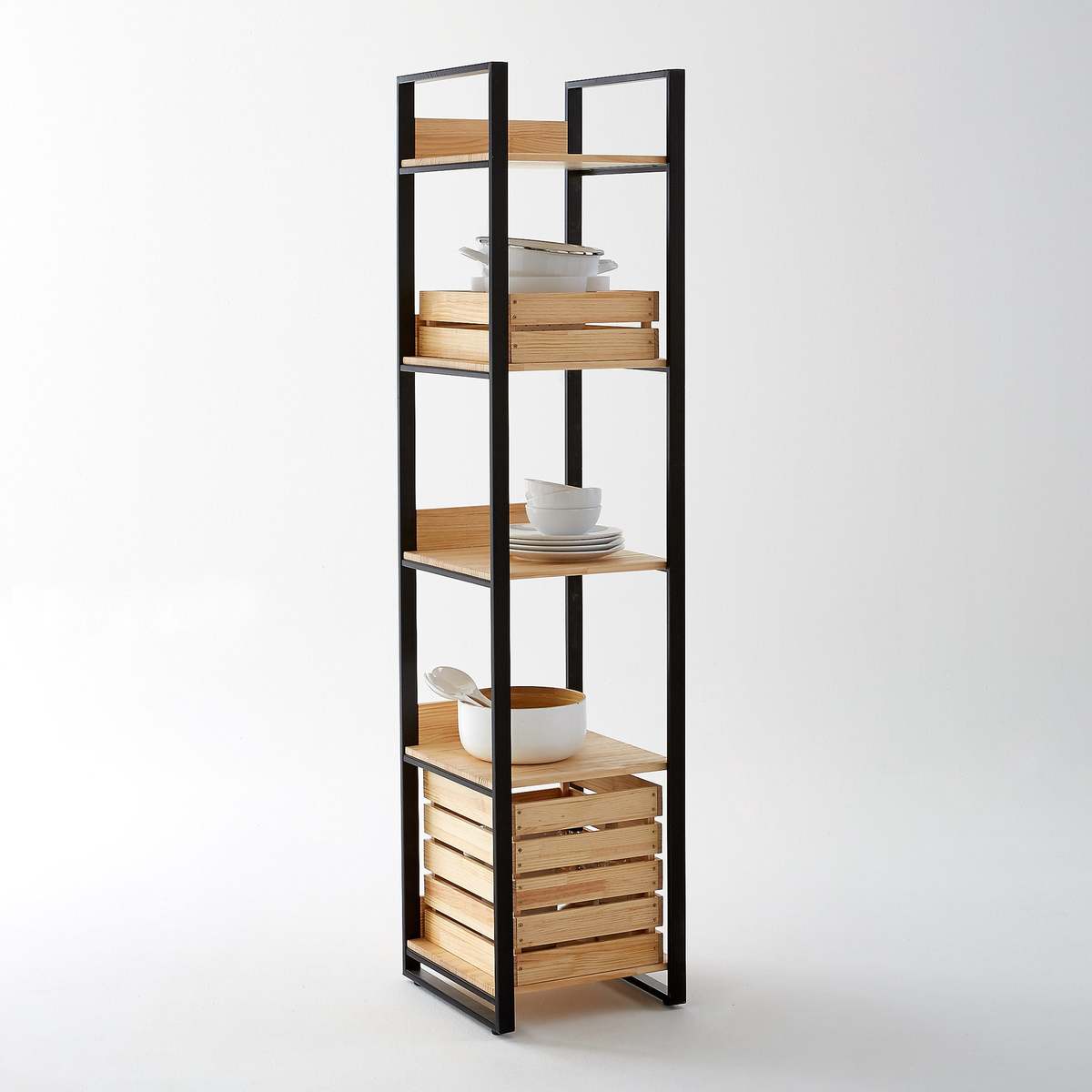 Hiba Solid Column Shelving Unit in Solid Pine/Metal – image 3