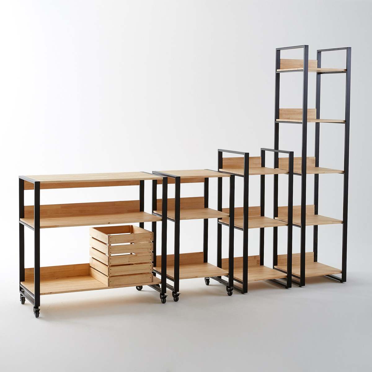 Hiba Solid Column Shelving Unit in Solid Pine/Metal – image 6