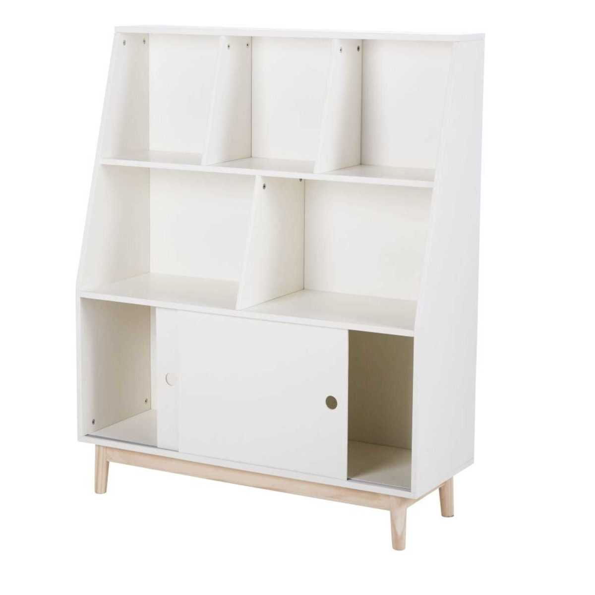 White Bookcase with 2 Sliding Doors Joy – image 4