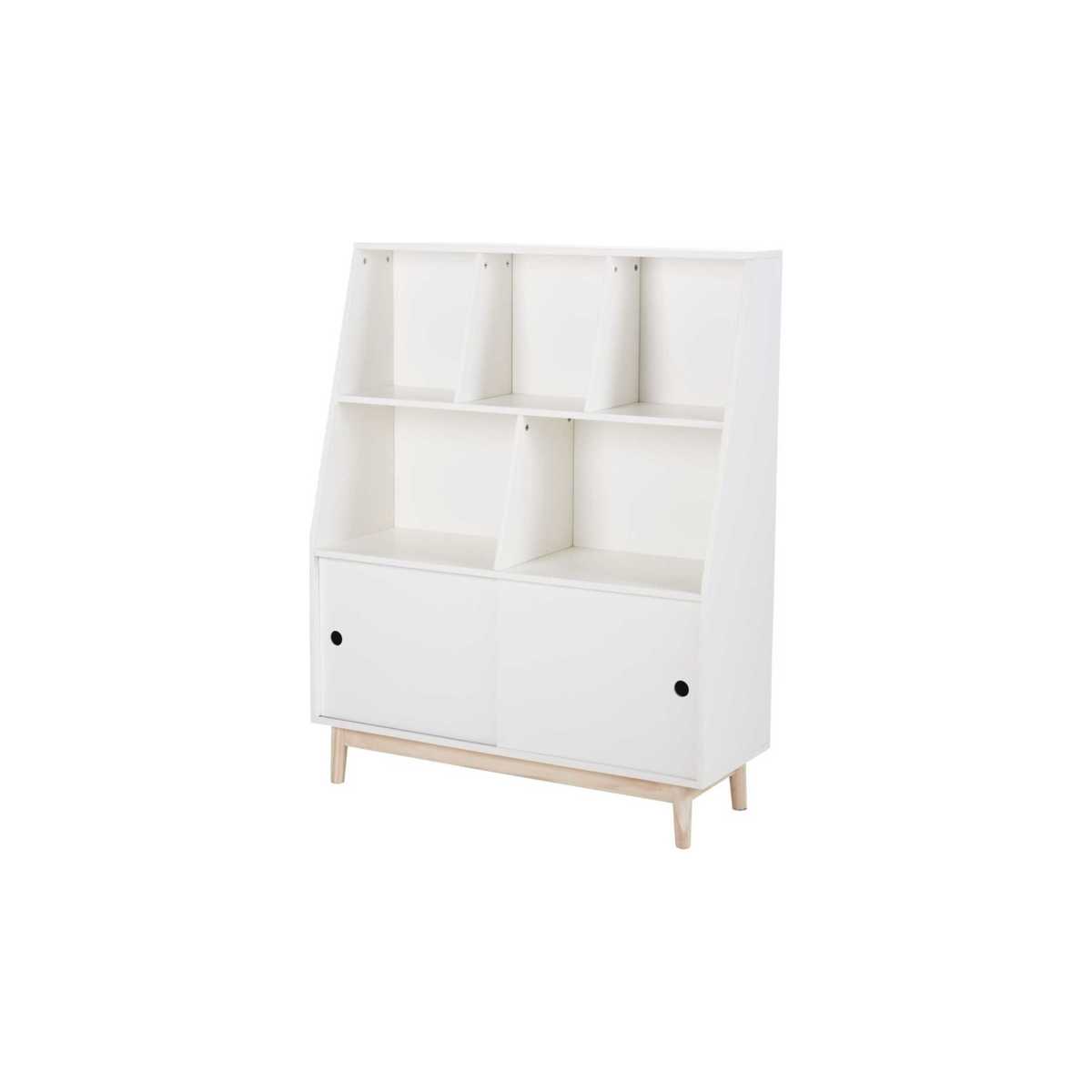 White Bookcase with 2 Sliding Doors Joy – image 2