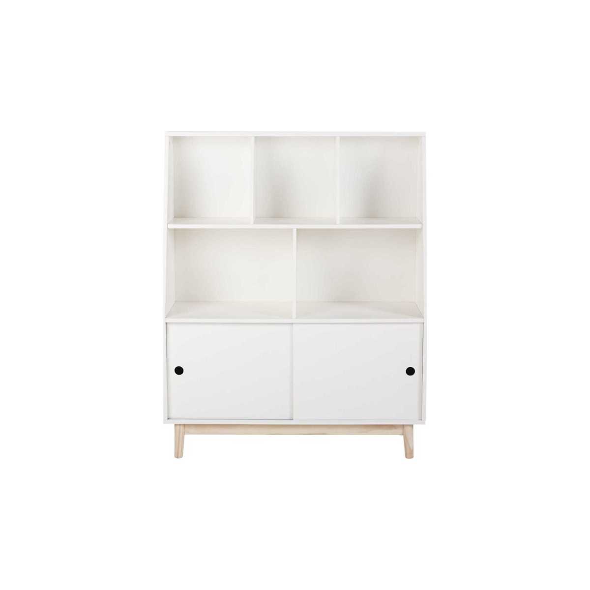 White Bookcase with 2 Sliding Doors Joy – image 1