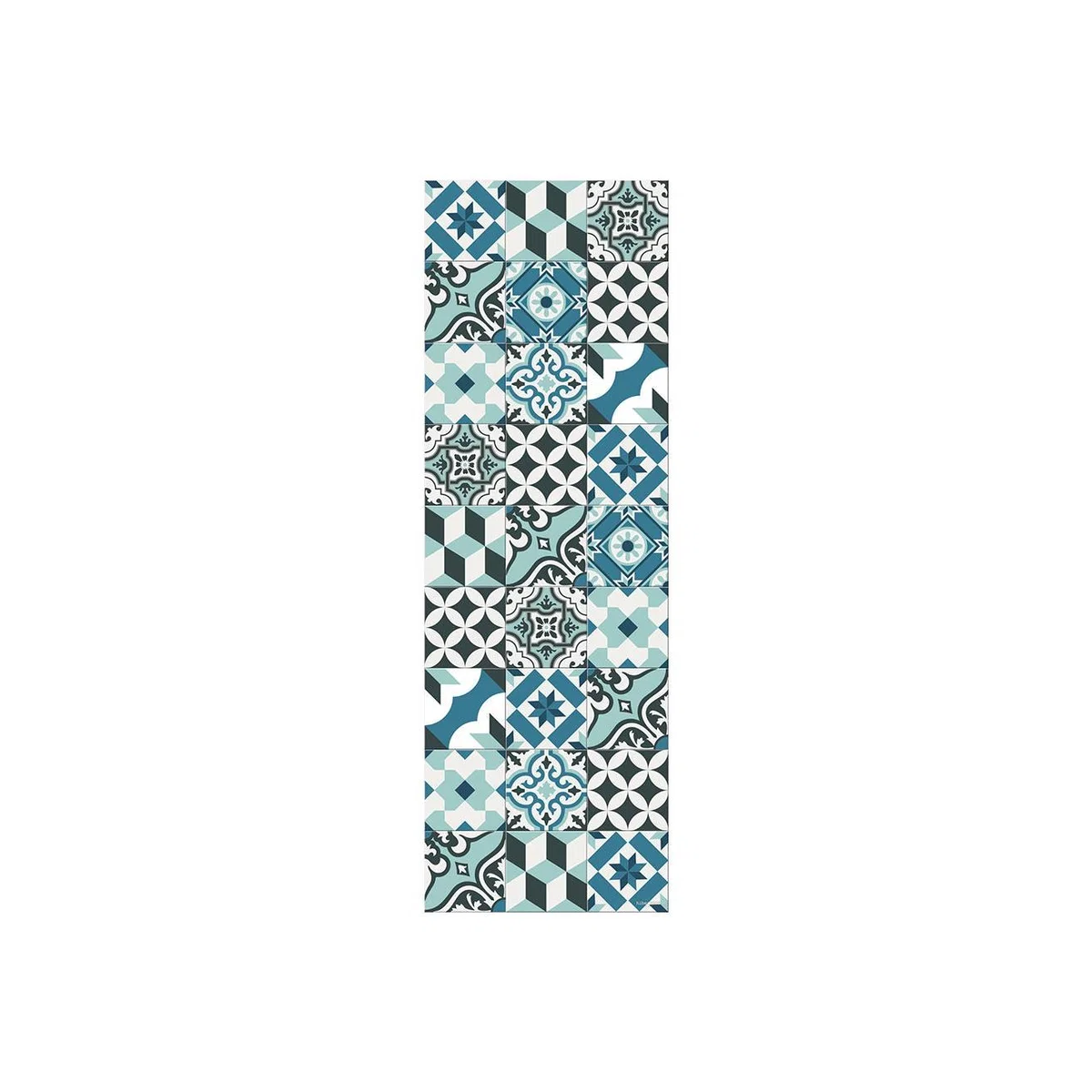 PODEVACHE - Large Tiles Vinyl Runner - Light Blues - 66x198cm – image 1