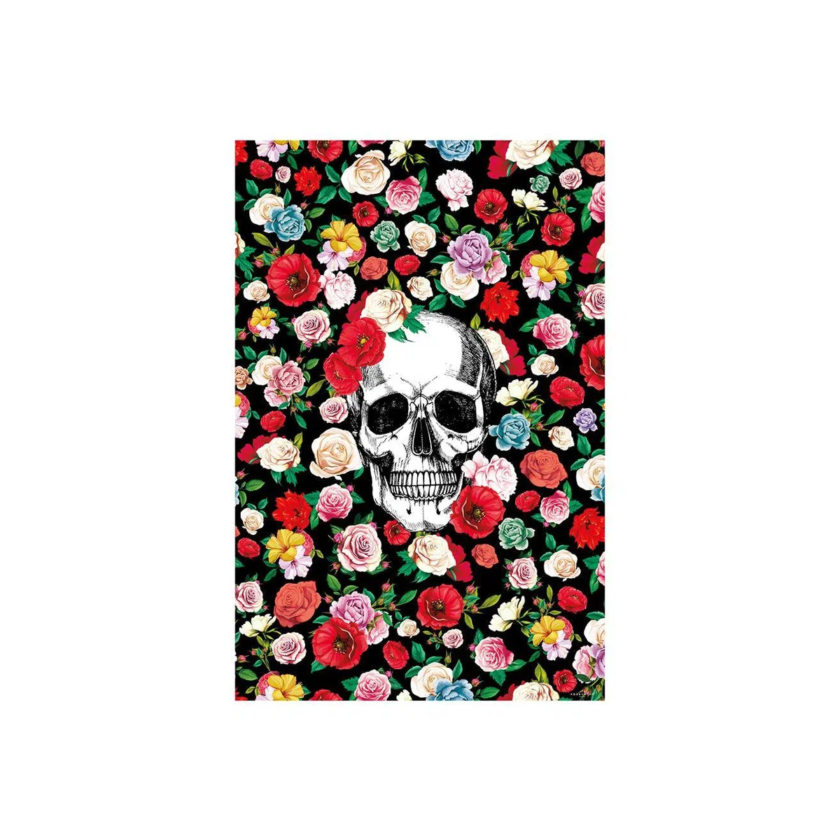 PODEVACHE - Skull Covered in Flowers Vinyl Floor Mat - 99x150cm – image 1
