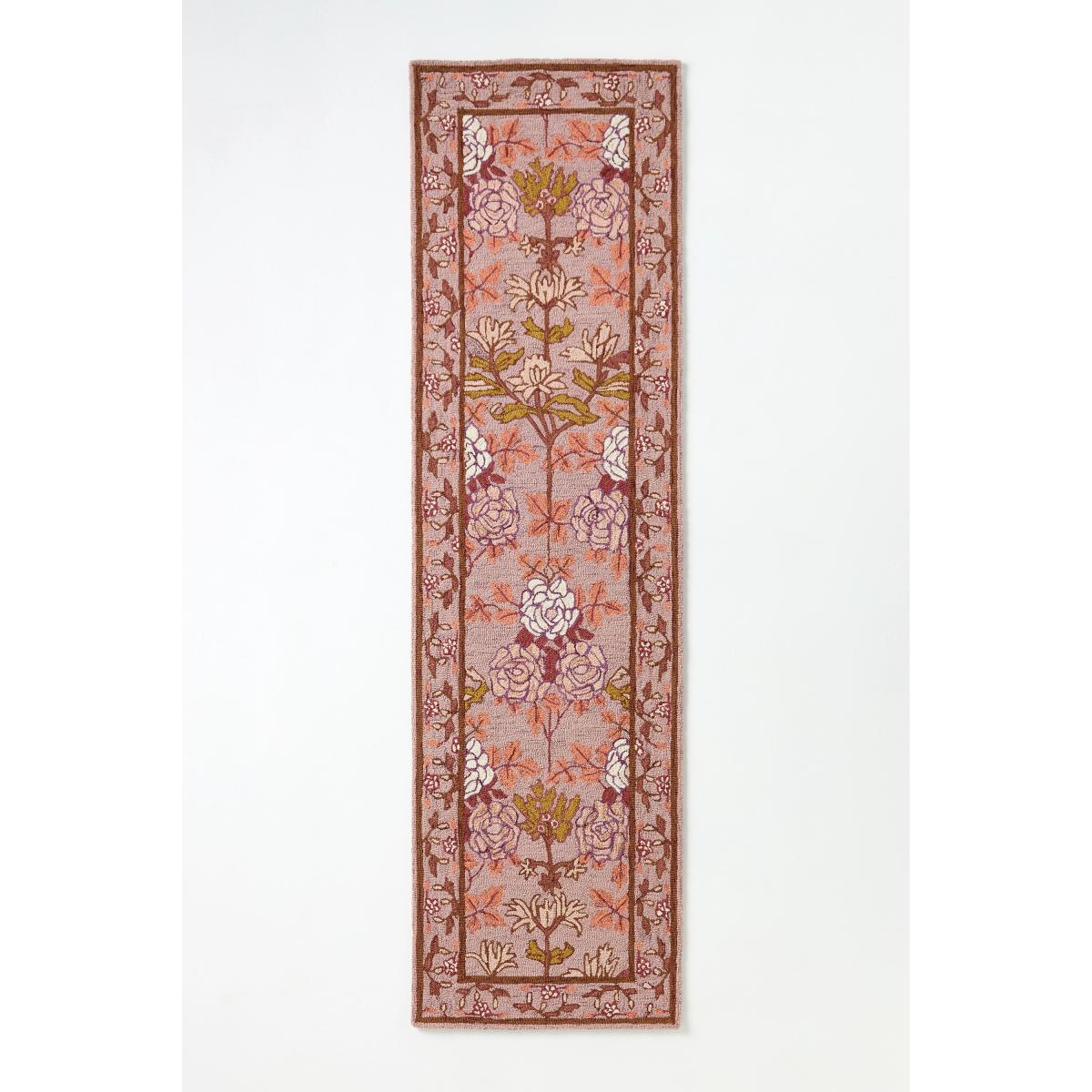 Tufted Hooked Wool Floral Border Rug – image 4