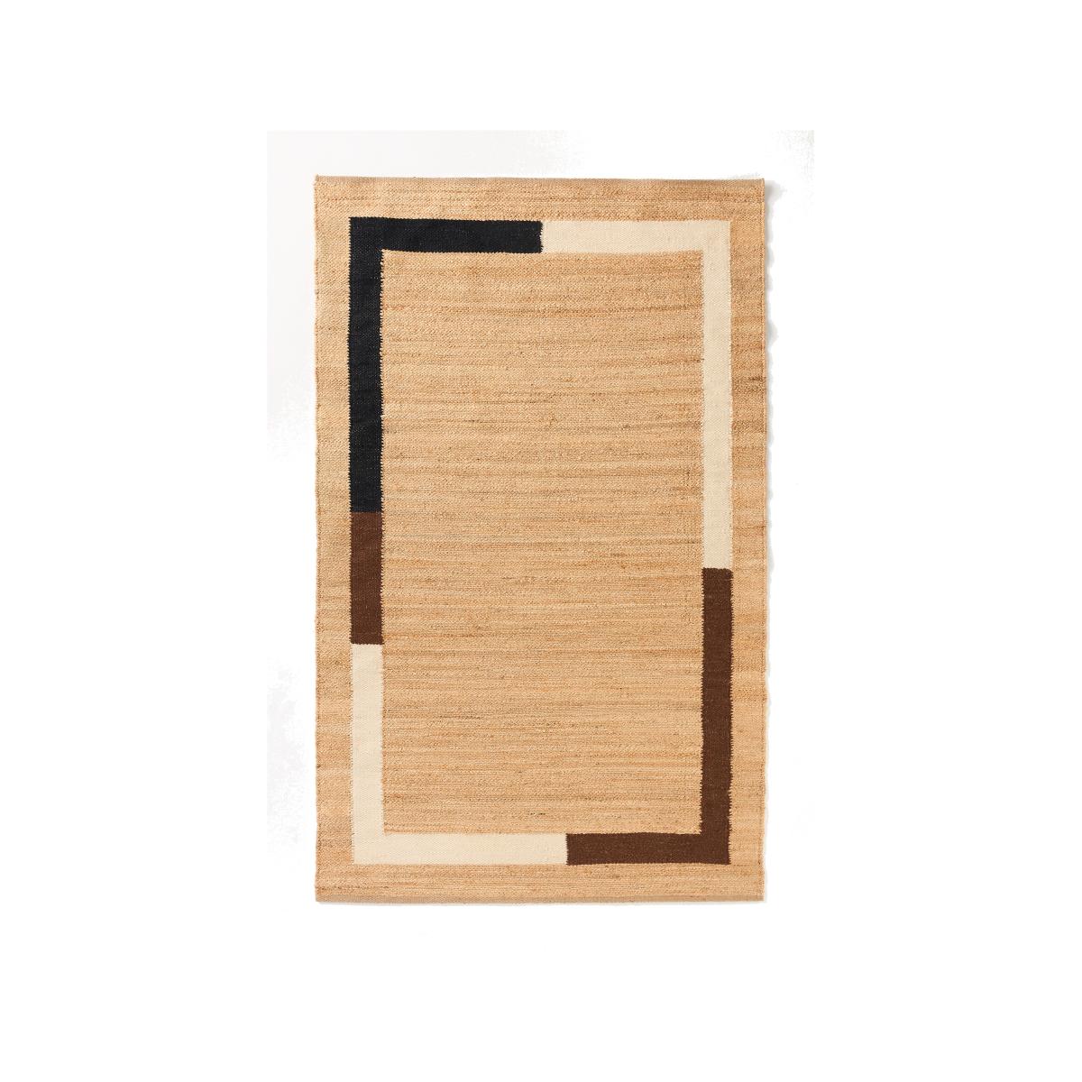 Vela Flatwoven Jute Colourblock-Border Rug – image 1