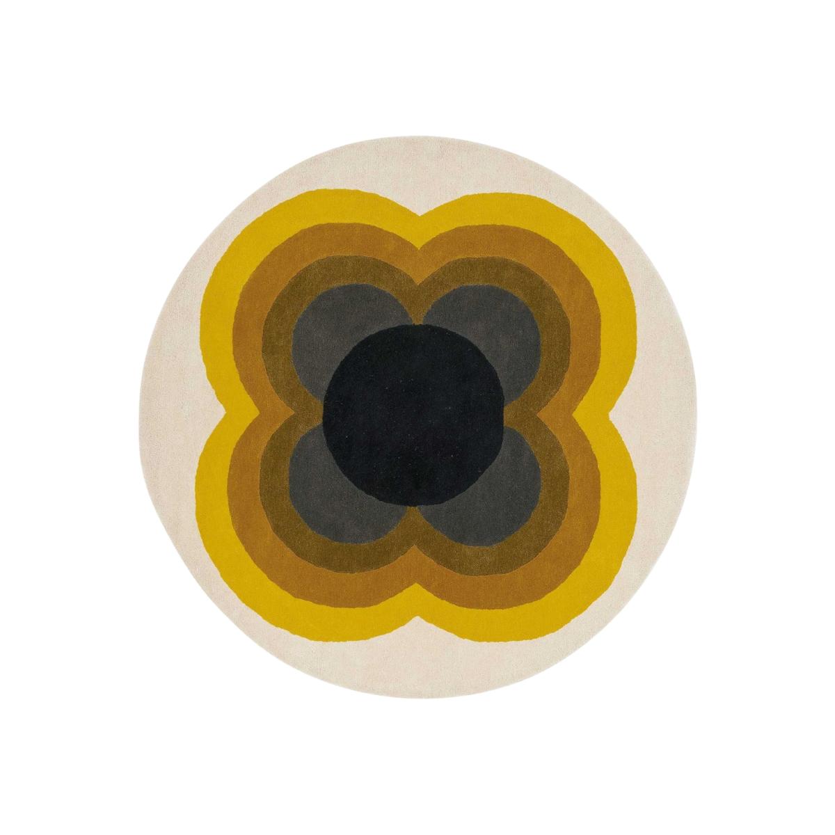 Orla Kiely Yellow Sunflower 150cm Round Rug, Round | W150cm | Orla Kiely