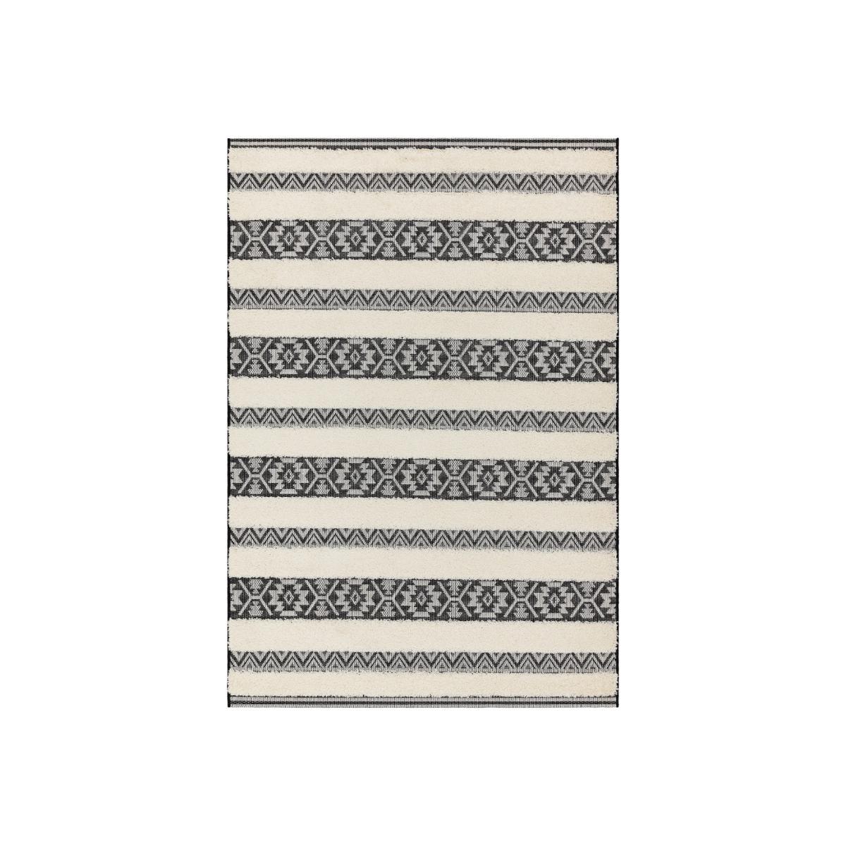 Tate Stripe Rug, Black and Cream