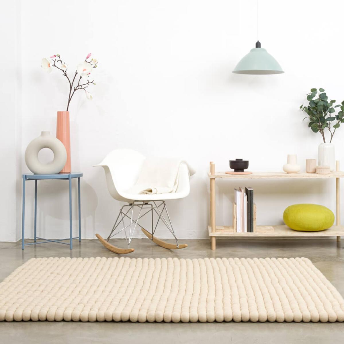 Beige Square Felt Ball Rug Big One – image 6