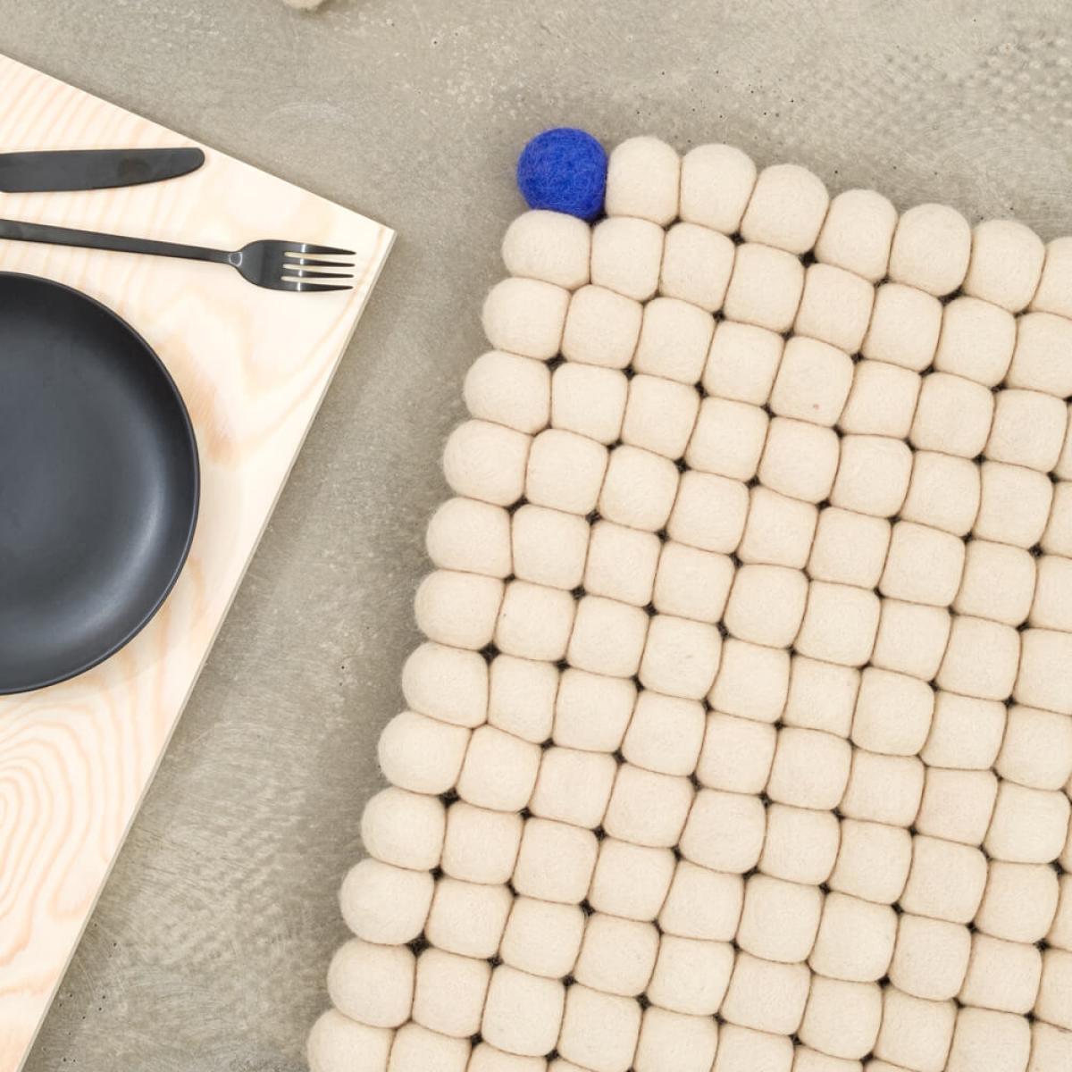 Beige Square Felt Ball Rug Big One – image 8