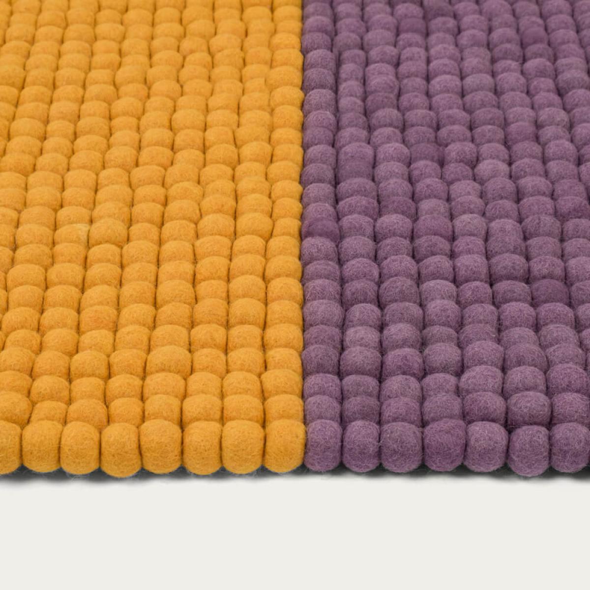 Yellow/Violet Contrast Felt Ball Rug – image 3