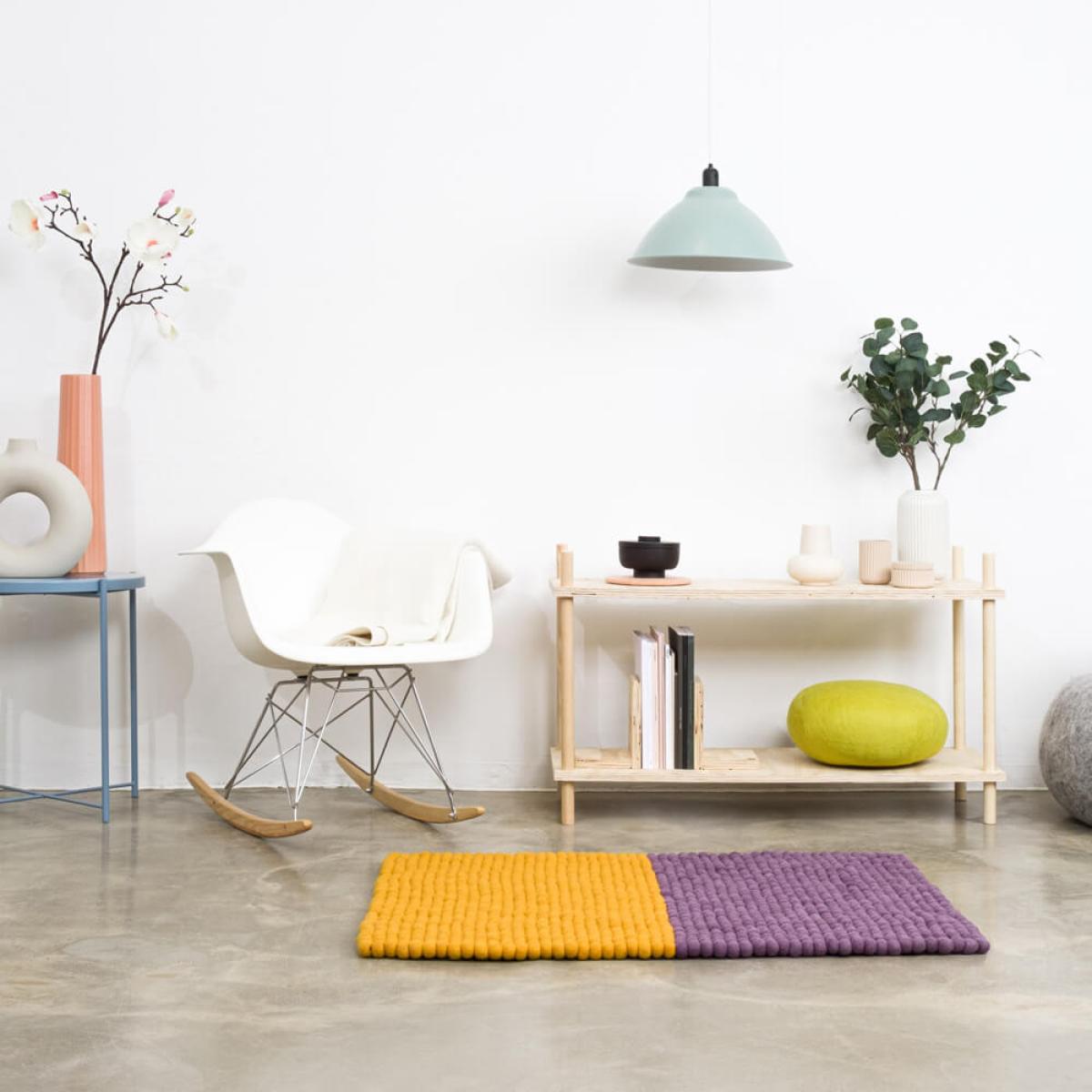 Yellow/Violet Contrast Felt Ball Rug – image 4