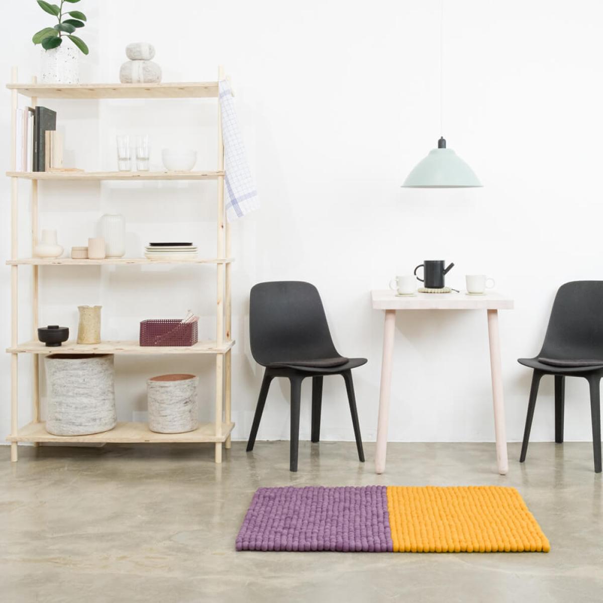 Yellow/Violet Contrast Felt Ball Rug – image 5