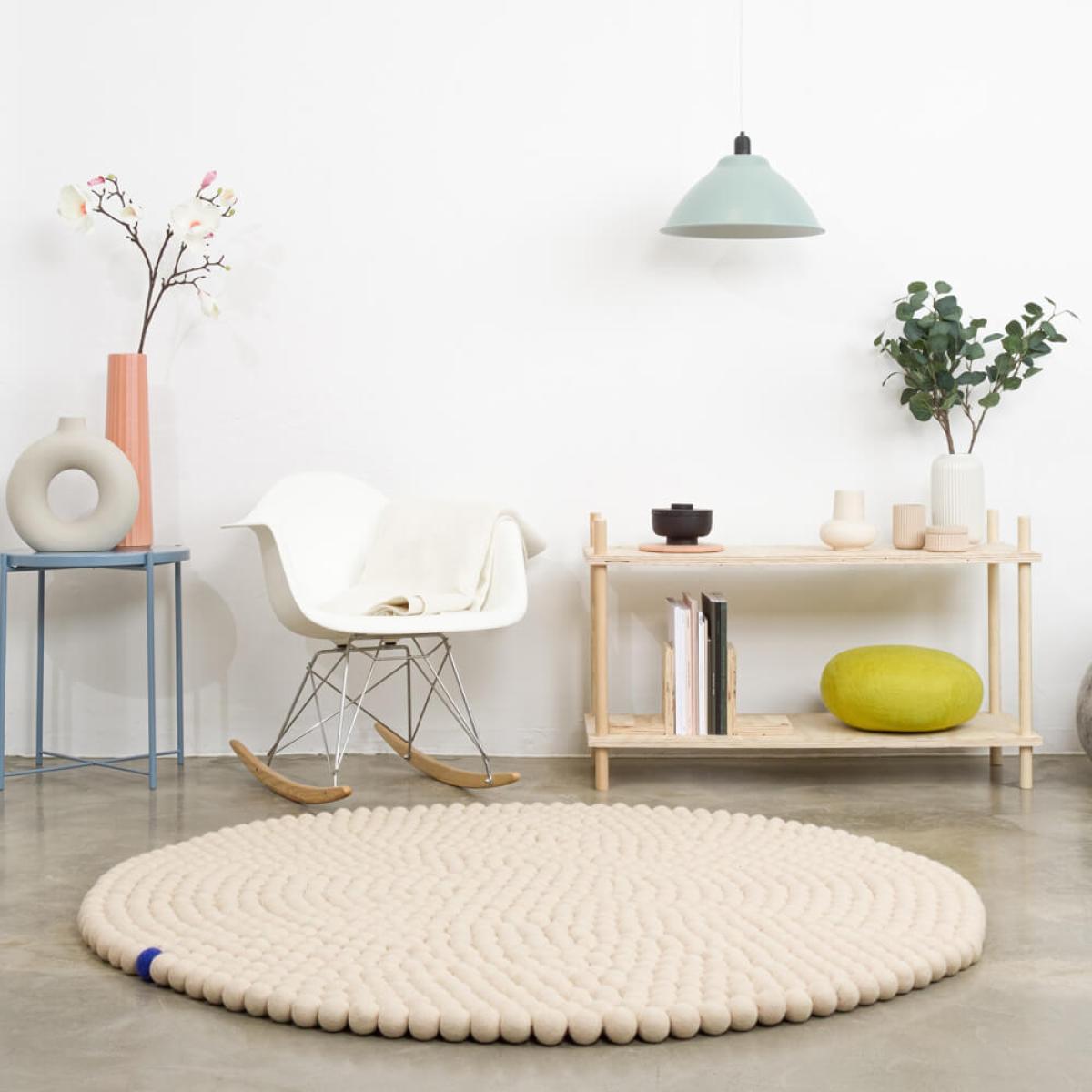 Beige Round Felt Ball Rug Big One – image 2