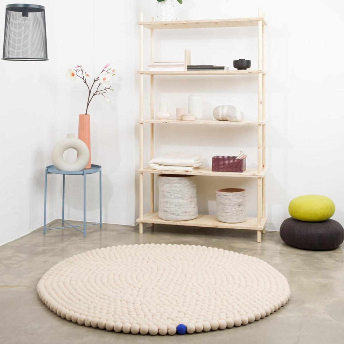 Beige Round Felt Ball Rug Big One – image 4