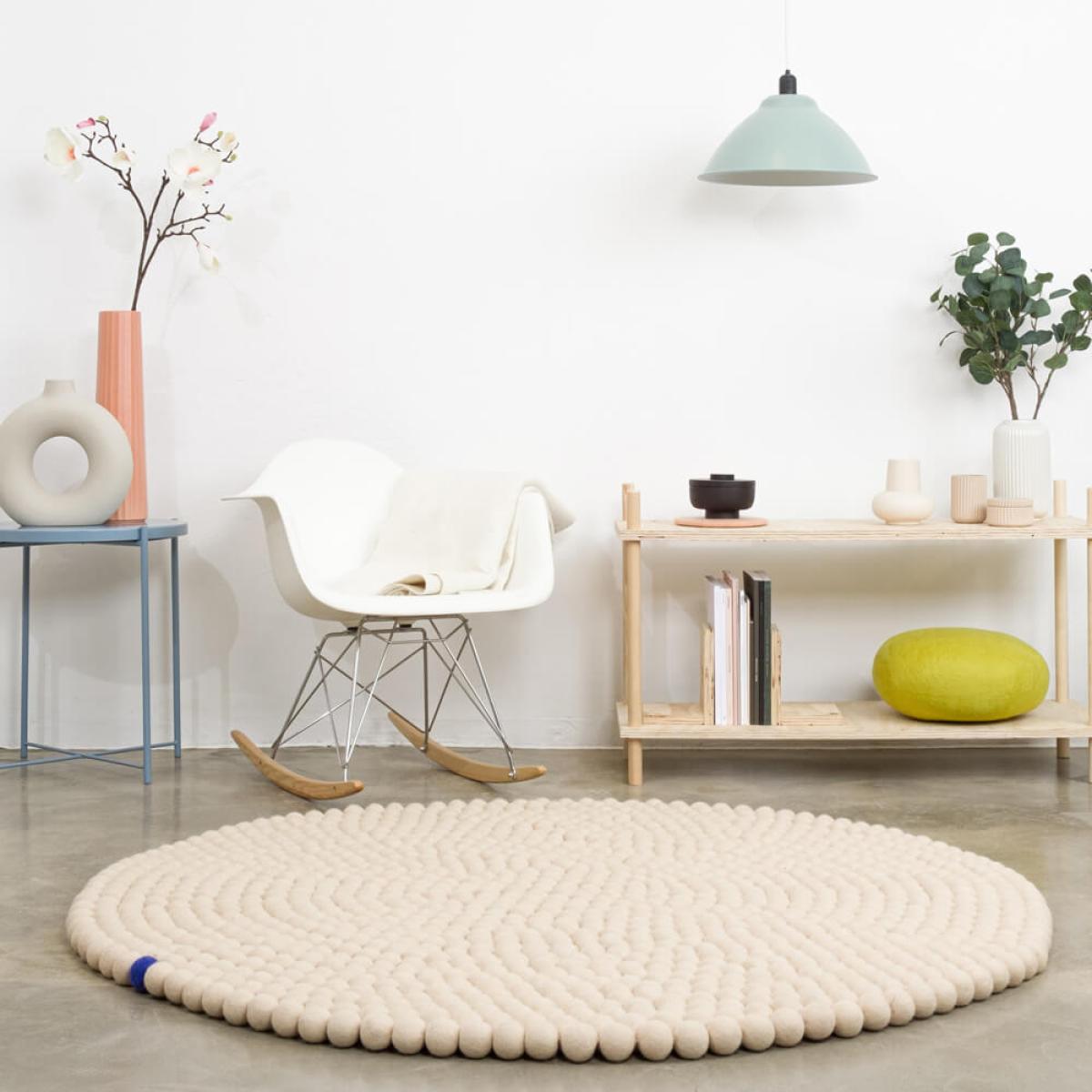 Beige Round Felt Ball Rug Big One – image 7