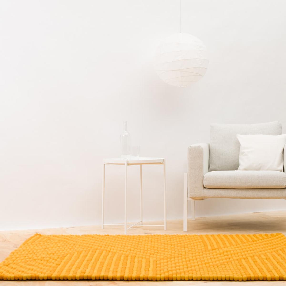 Yellow Weave Felt Ball Rug – image 4