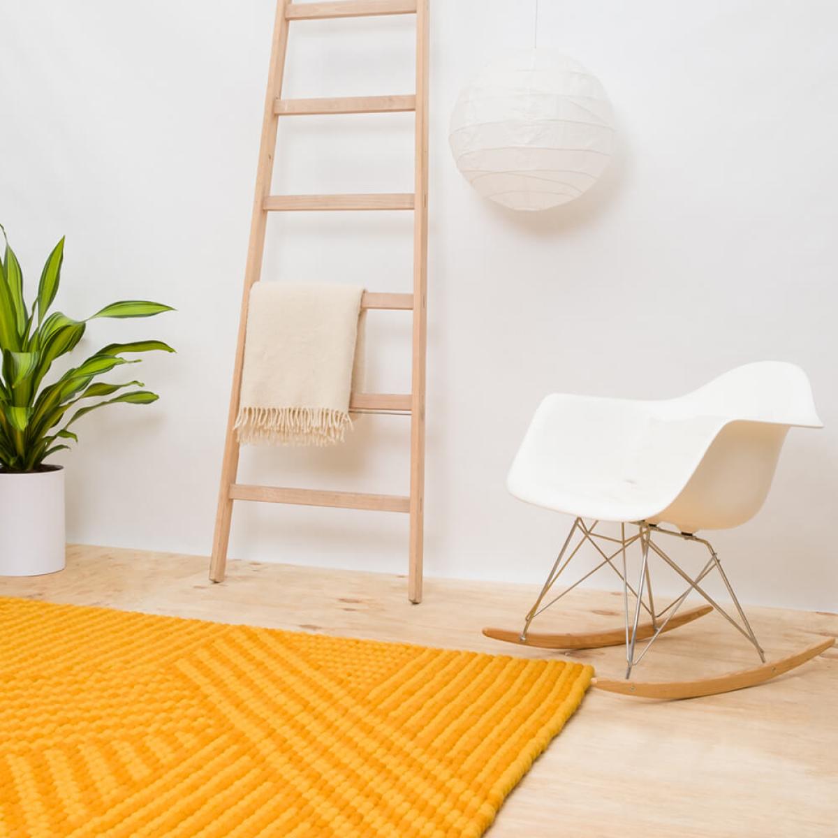 Yellow Weave Felt Ball Rug – image 7
