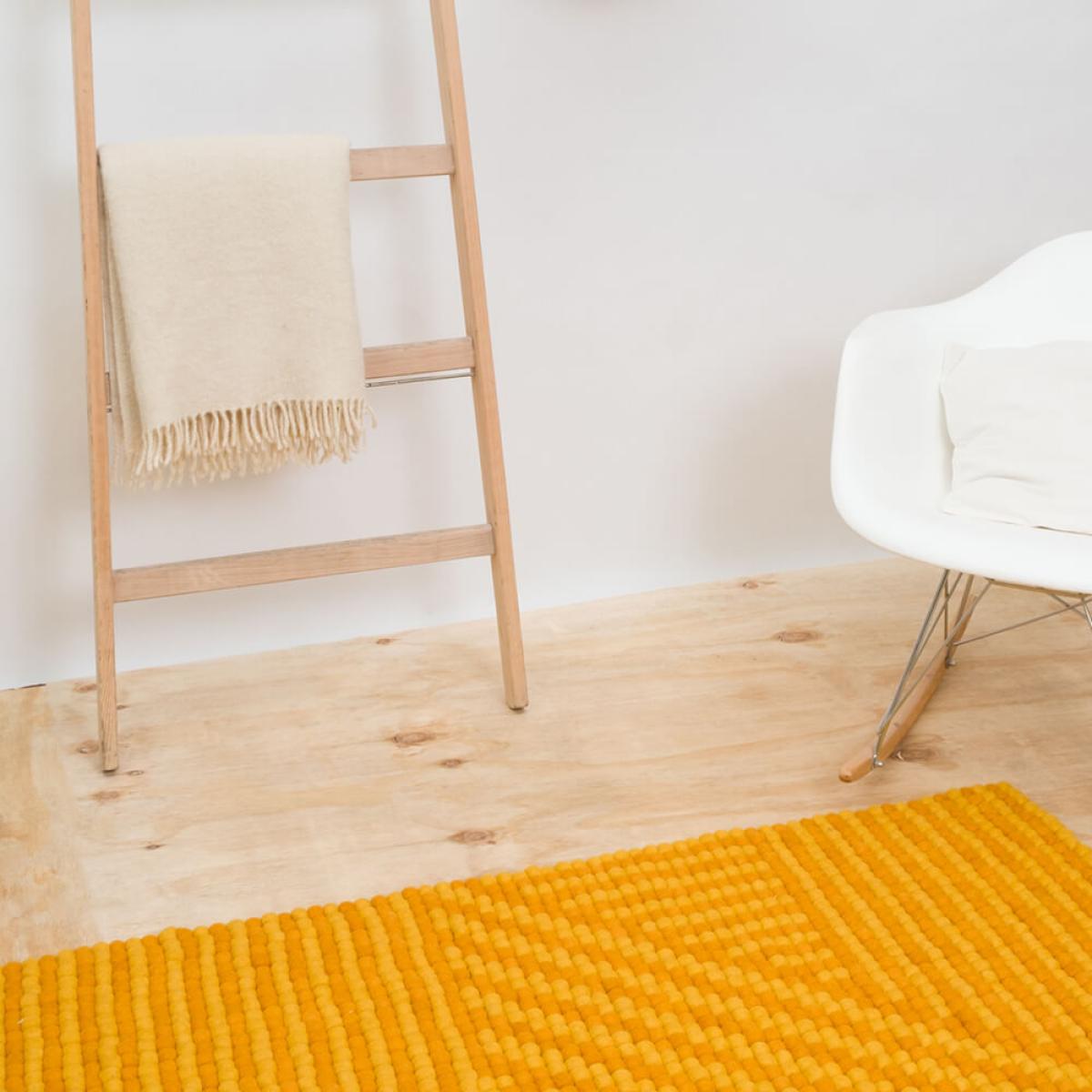 Yellow Weave Felt Ball Rug – image 8