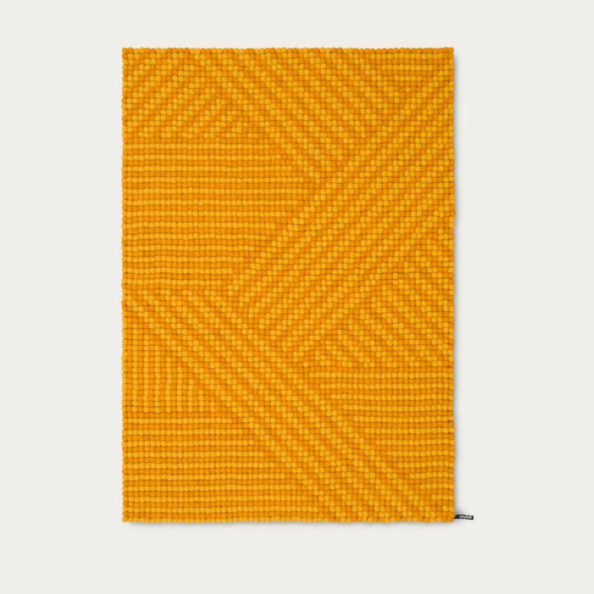 Yellow Weave Felt Ball Rug – image 1