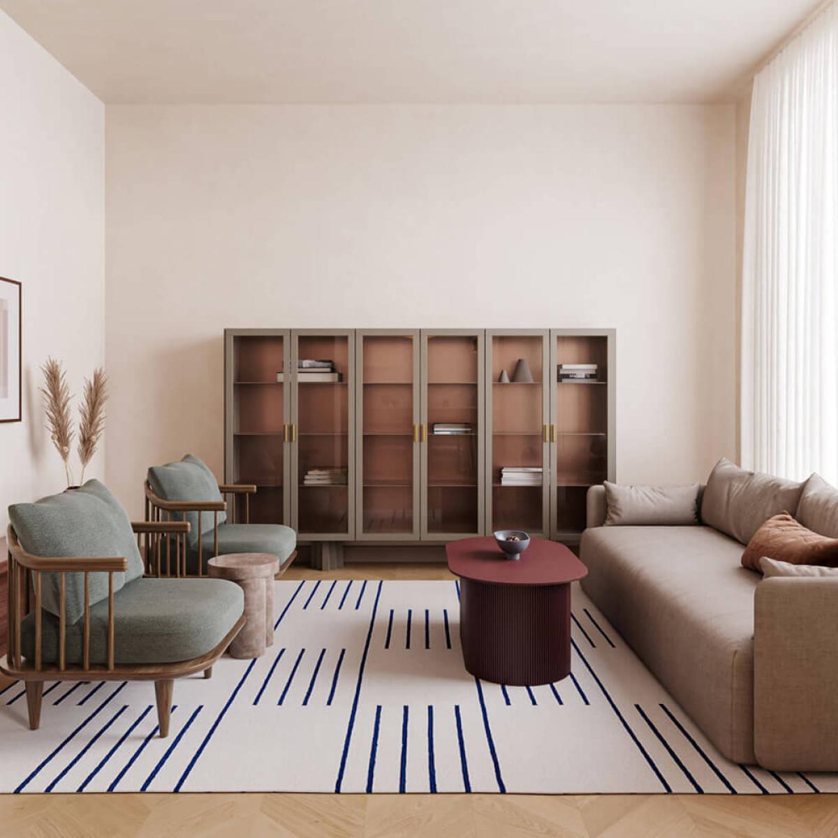 Cream/Blue Classic Rug – image 3