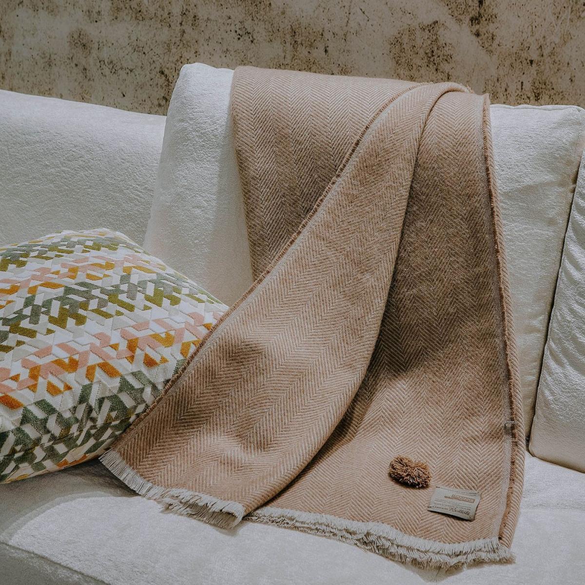 Camel Herringbone Blanket – image 2