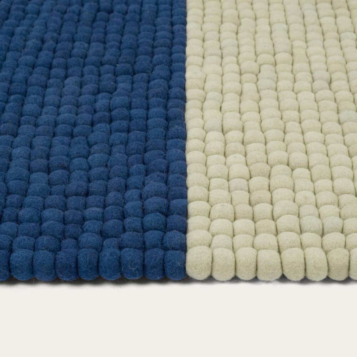 Dark Blue/Cream Contrast Felt Ball Rug – image 6