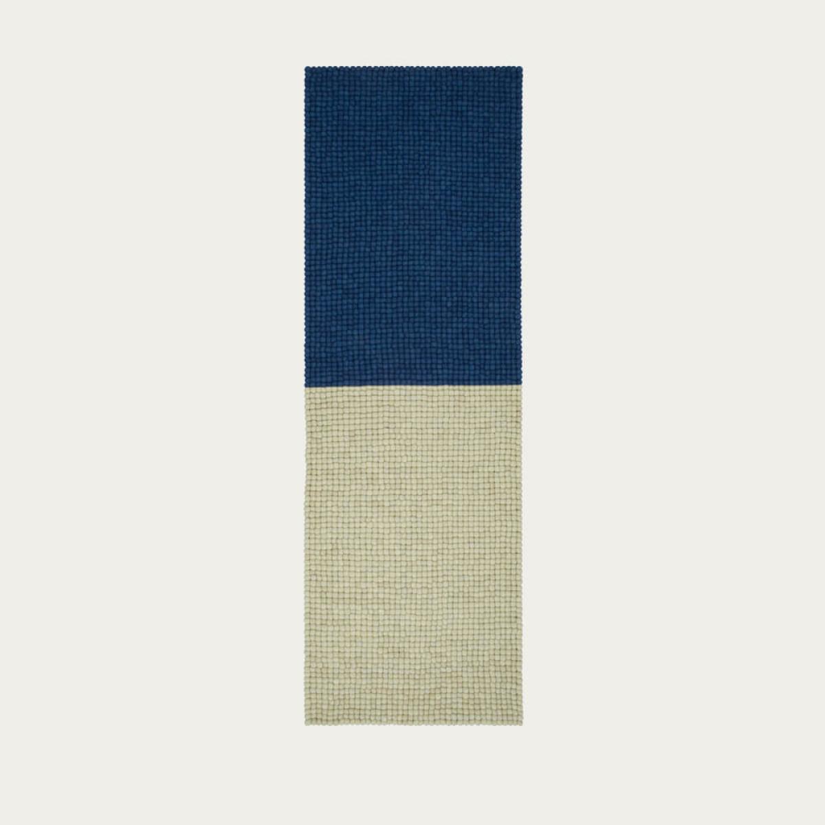 Dark Blue/Cream Contrast Felt Ball Rug – image 1