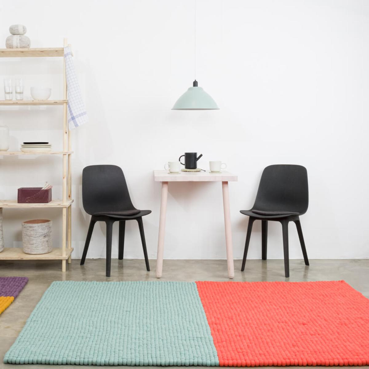 Red/Mint Contrast Felt Ball Rug – image 2