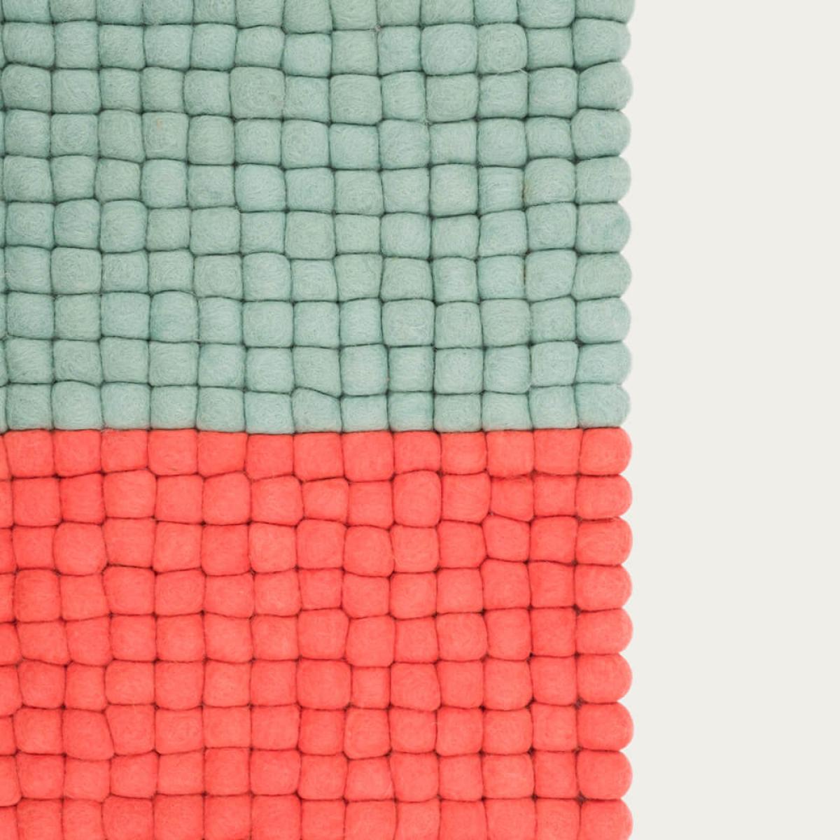 Red/Mint Contrast Felt Ball Rug – image 3